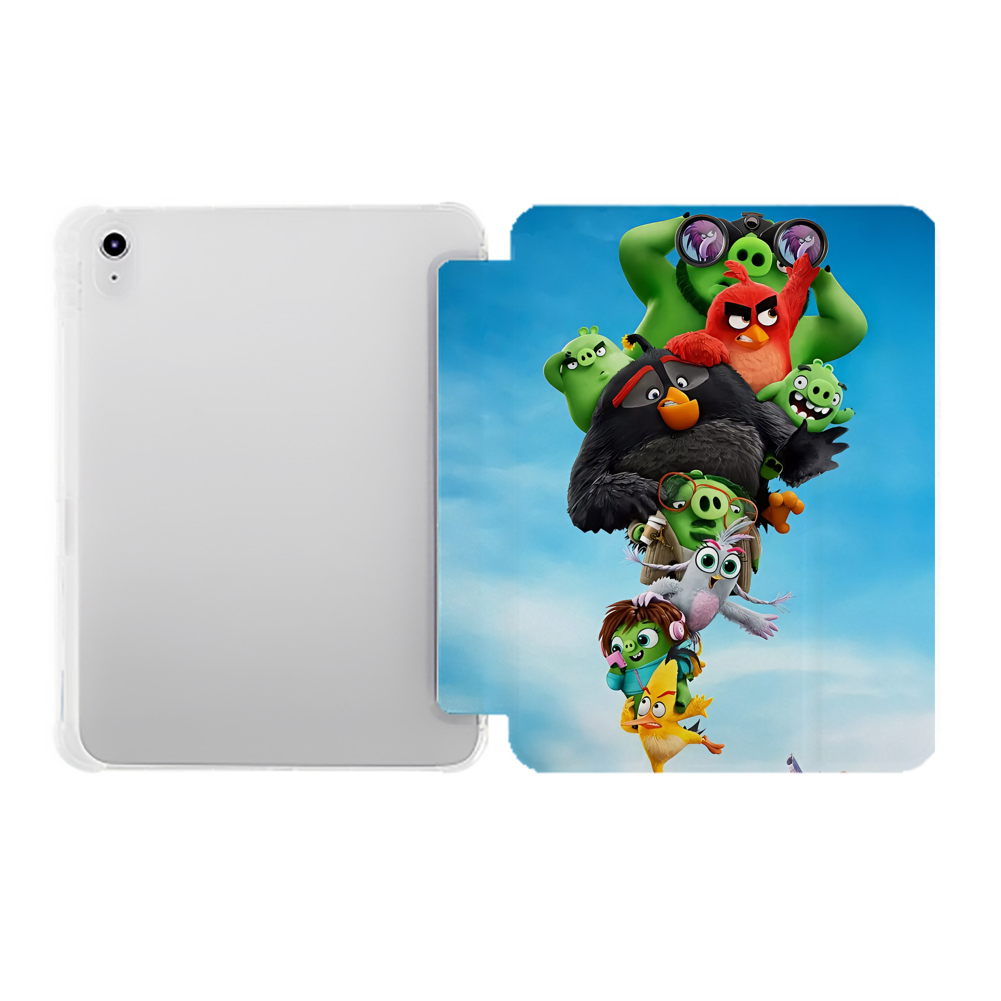 （画像用） Angry Birds アングリーバード IPad ケース ペン収納付き 三つ折りスタンド PUレザー×シリコン 対応機種9.5/10.5/10.9インチ